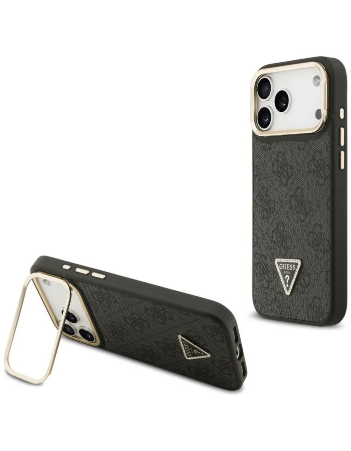 Guess 4G PU Triangle Logo & Stand Camera Magsafe Case for iPhone 17 Pro Max - Black Guess 4G PU Triangle Logo & Stand Camera Magsafe Case for iPhone 17 Pro Max - Black