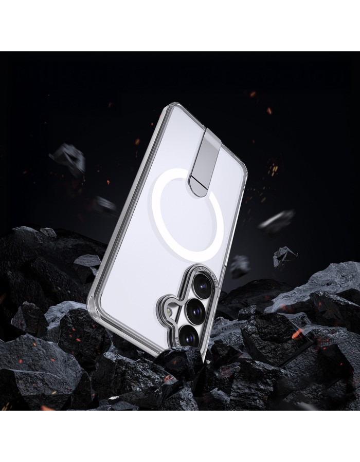 Hybrid Armor X Case for Samsung Galaxy S26 Plus with Stand, Compatible with MagSafe - Transparent