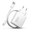 Wall Charger Xiaomi MY-19-ER, 100W, 6.1A, 1 x USB-A, with USB-C Cable, White BHR095VEU Wall Charger Xiaomi MY-19-ER, 100W, 6.1A, 1 x USB-A, with USB-C Cable, White BHR095VEU