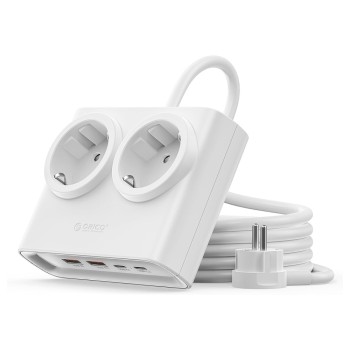 Orico PDC25 25W 6in1 Power Strip 2x AC + 2x USB-A + 2x USB-C - White