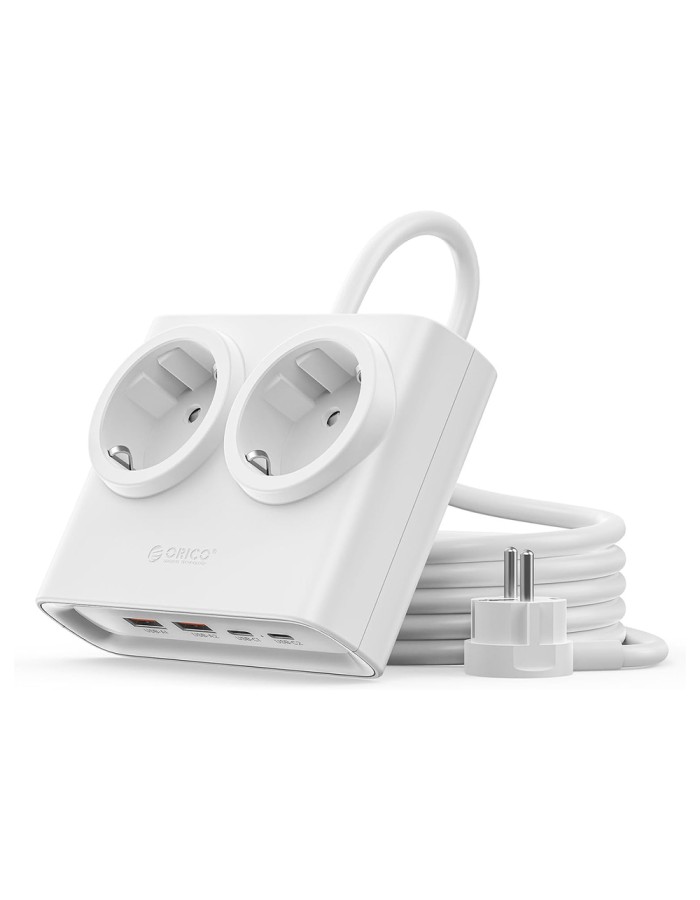 Orico PDC25 25W 6in1 Power Strip 2x AC + 2x USB-A + 2x USB-C - White