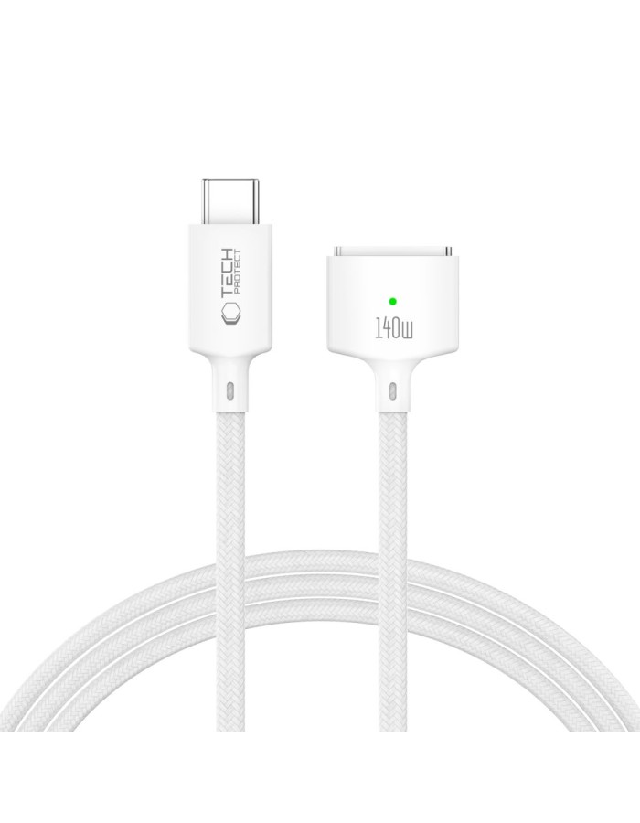 Tech-Protect MMC01 Ultraboost USB-C / USB-C MagSafe 3 140W 200cm Cable for MacBook - White Tech-Protect MMC01 Ultraboost USB-C / USB-C MagSafe 3 140W 200cm Cable for MacBook - White