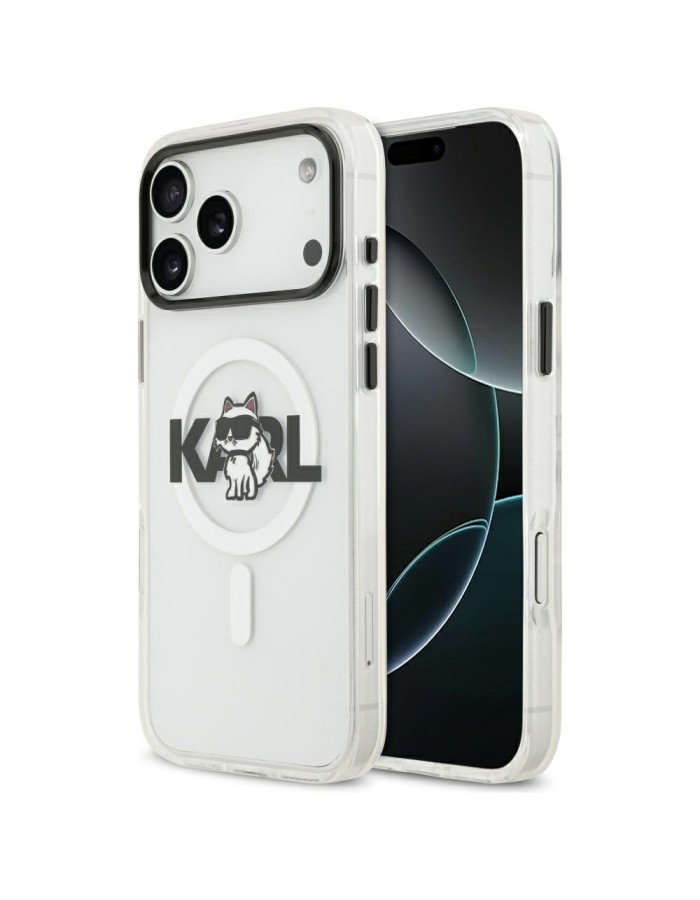 Karl Lagerfeld IML Choupette Sketch Logo MagSafe Case for iPhone 17 Pro - Clear