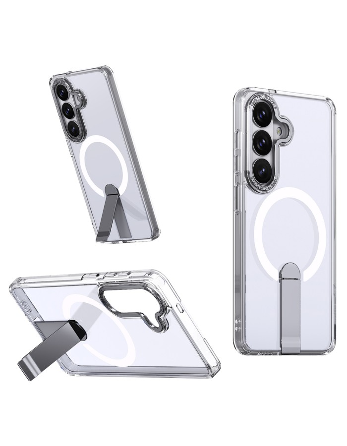 Hybrid Armor X Case for Samsung Galaxy S26 Plus with Stand, Compatible with MagSafe - Transparent