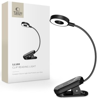Tech-Protect LL100 Wireless Lamp with Clip + USB-A / USB-C Cable 30 cm - Black Tech-Protect LL100 Wireless Lamp with Clip + USB-A / USB-C Cable 30 cm - Black