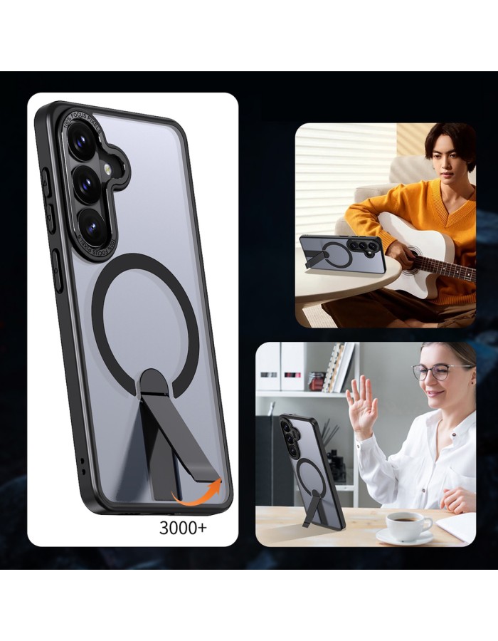 Hybrid Armor X Case for Samsung Galaxy S26 Plus with Stand, Compatible with MagSafe - Black