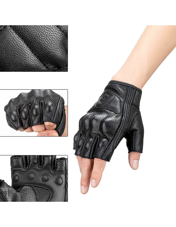 Rockbros 16220006005 XXL leather motorcycle gloves - black Rockbros 16220006005 XXL leather motorcycle gloves - black