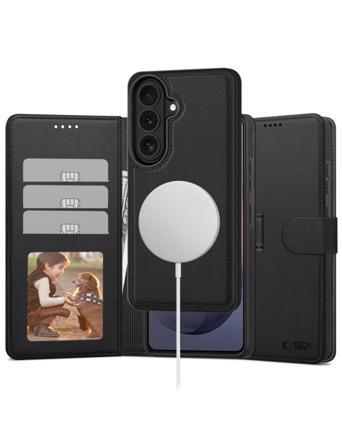 Tech-Protect Wallet MagSafe Case for Samsung Galaxy S26 - Matte Black