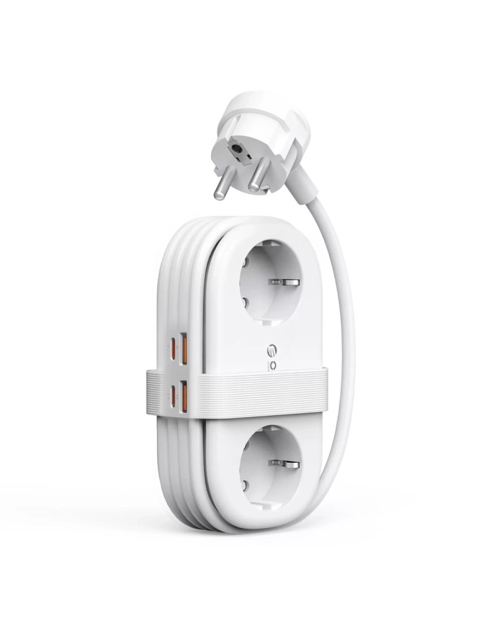 Orico AP3 65W GaN 6in1 Power Strip 2x AC + 2x USB-A + 2x USB-C - White