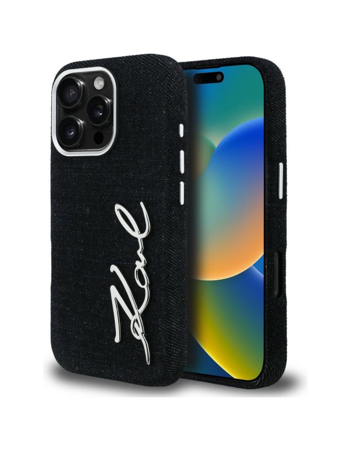 Karl Lagerfeld FW Jeans Signature Logo iPhone 16 Pro Max Case - Black