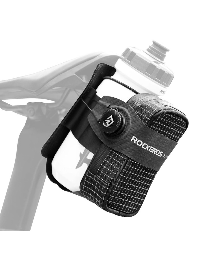 Rockbros P010 0.2L Bike Saddle Bag with 0.6L Bottle Holder - Black Rockbros P010 0.2L Bike Saddle Bag with 0.6L Bottle Holder - Black