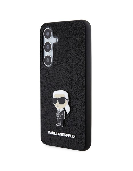 Karl Lagerfeld Fixed Glitter Ikonik Logo Metal Pin case for Samsung Galaxy S24+ - black