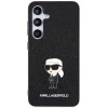 Karl Lagerfeld Fixed Glitter Ikonik Logo Metal Pin case for Samsung Galaxy S24+ - black