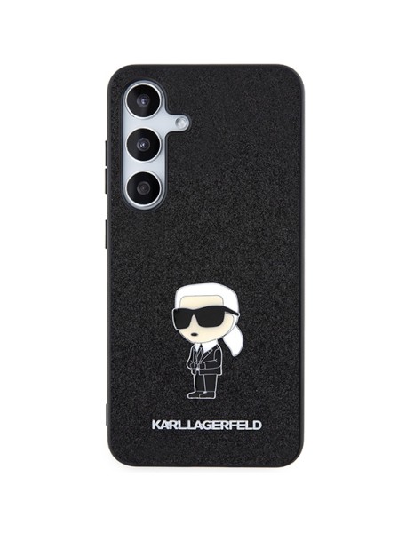 Karl Lagerfeld Fixed Glitter Ikonik Logo Metal Pin case for Samsung Galaxy S24+ - black