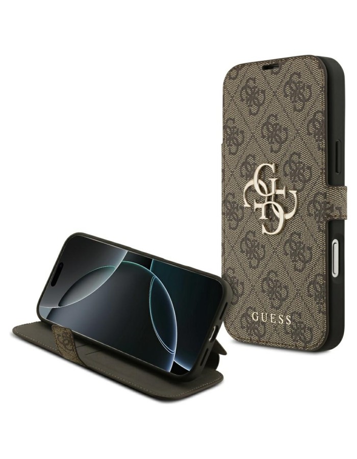 Guess Book 4G Metal Logo Case for iPhone 17 Pro Max - Brown