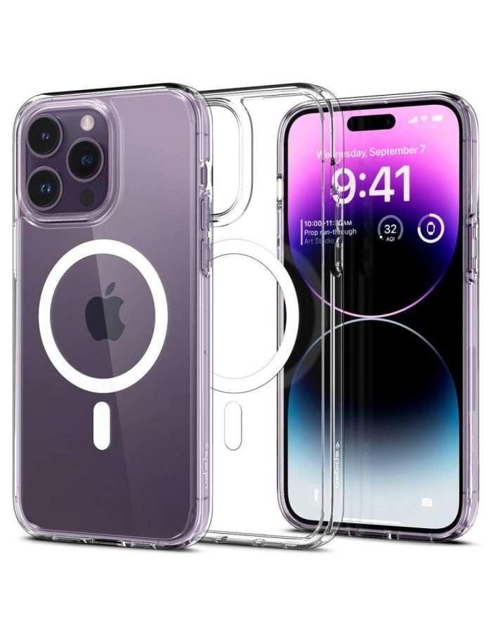 Spigen Ultra Hybrid Mag Case with MagSafe for iPhone 14 Pro - Clear/White Spigen Ultra Hybrid Mag Case with MagSafe for iPhone 14 Pro - Clear/White