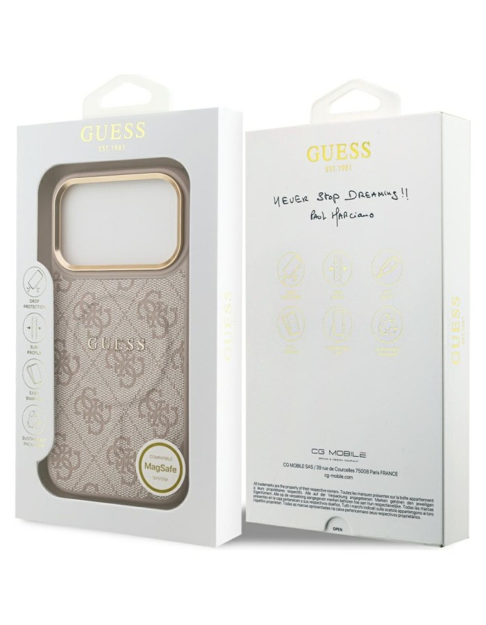 Guess 4G PU Classic Logo MagSafe Case for iPhone 17 Pro - Pink