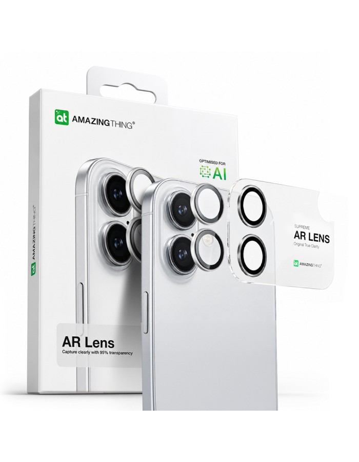 AmazingThing Lens Glass for iPhone 17 with Silver Aluminum Frame AmazingThing Lens Glass for iPhone 17 with Silver Aluminum Frame