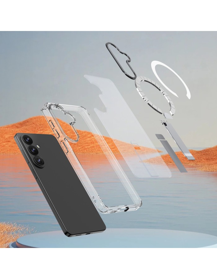 Hybrid Armor X Case for Samsung Galaxy S26 Plus with Stand, Compatible with MagSafe - Transparent