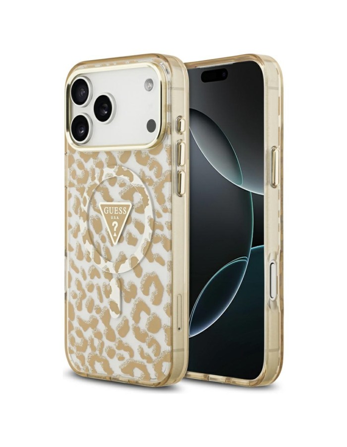 Guess Leopard Glitter MagSafe Case for iPhone 17 Pro Max - Brown