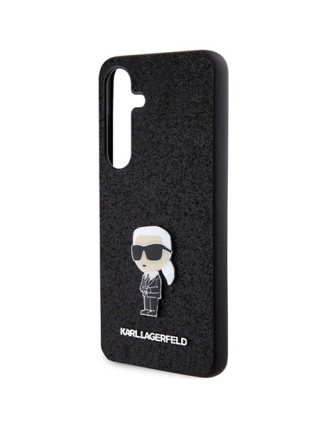 Karl Lagerfeld Fixed Glitter Ikonik Logo Metal Pin case for Samsung Galaxy S24+ - black