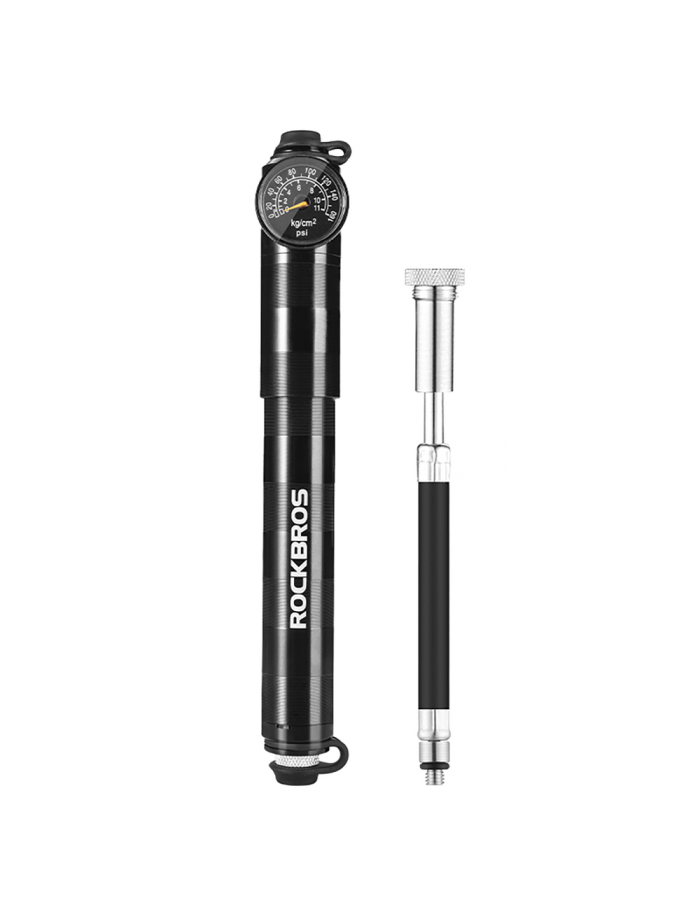 Rockbros HQ-67A-L03 BK Bicycle Pump with Pressure Gauge - Black Rockbros HQ-67A-L03 BK Bicycle Pump with Pressure Gauge - Black