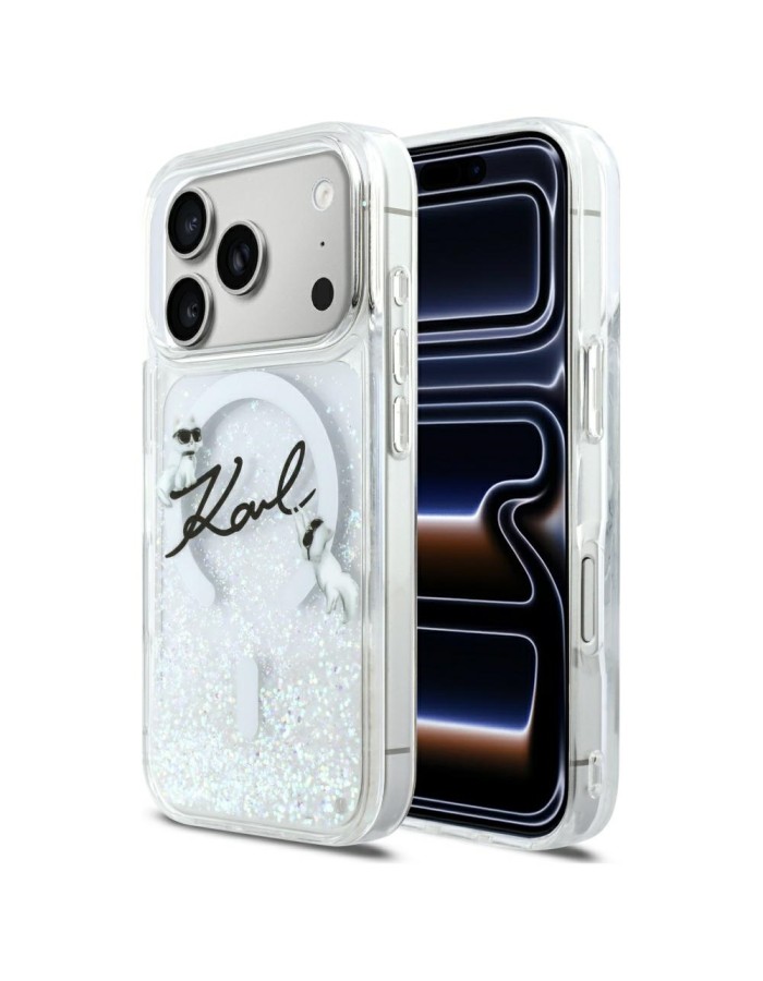 Karl Lagerfeld Liquid Glitter Karl Script Logo MagSafe Case for iPhone 17 Pro - Clear
