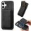 Synthetic Leather iPhone 17 Case with Detachable MagSafe Compatible Card Holder - Black