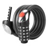 Rockbros RKS531 bike lock with 5-digit code, steel cable, 180 cm, with LED lighting - black Rockbros RKS531 bike lock with 5-digit code, steel cable, 180 cm, with LED lighting - black