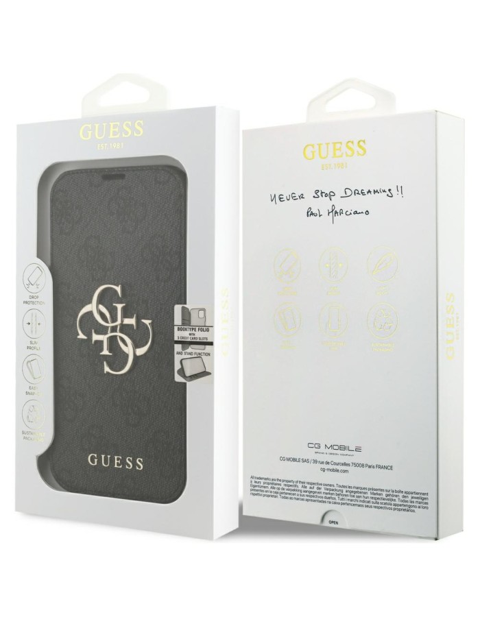 Guess Book 4G Metal Logo Case for iPhone 17 Pro - Black