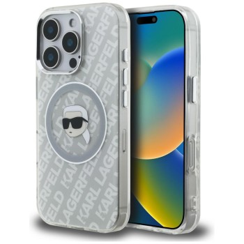 Karl Lagerfeld IML Karl Head Logo MagSafe Case for iPhone 16 Pro Max - Gray