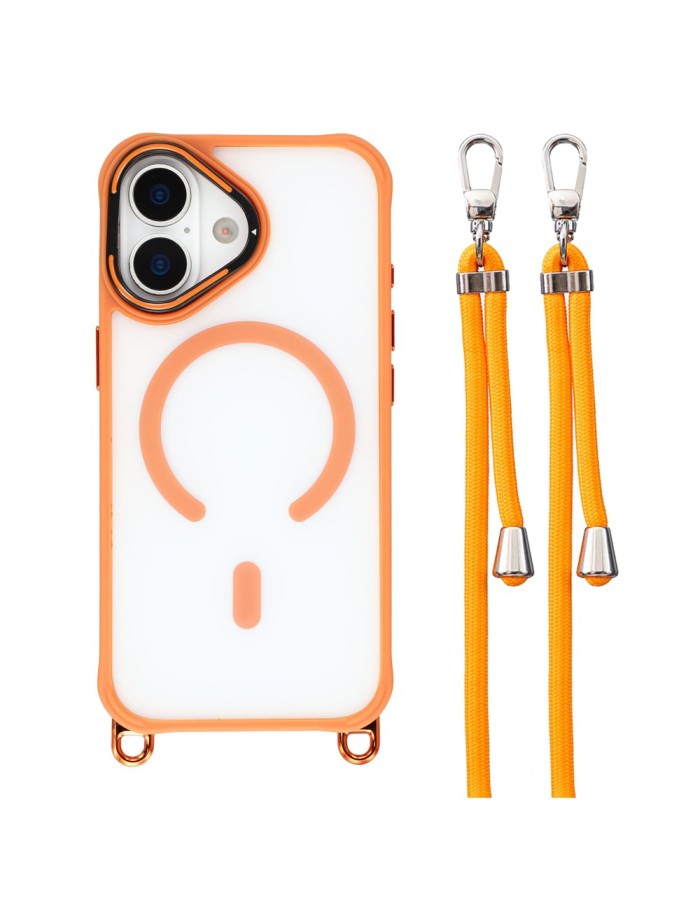 iPhone 17 Case with Adjustable Crossbody Lanyard and MagSafe Compatible Camera Frame as a Stand - Orange iPhone 17 Case with Adjustable Crossbody Lanyard and MagSafe Compatible Camera Frame as a Stand - Orange