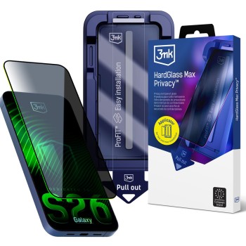 9H tempered glass with 3mk HardGlass Max Privacy filter for Samsung Galaxy S26 9H tempered glass with 3mk HardGlass Max Privacy filter for Samsung Galaxy S26
