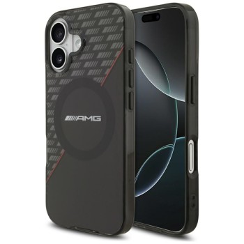 AMG Double Layer Transparent Rhombs MagSafe Case for iPhone 17 - Black and Red