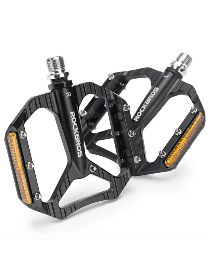 Rockbros C700 Reflective Aluminum Platform Bicycle Pedals - Black Rockbros C700 Reflective Aluminum Platform Bicycle Pedals - Black