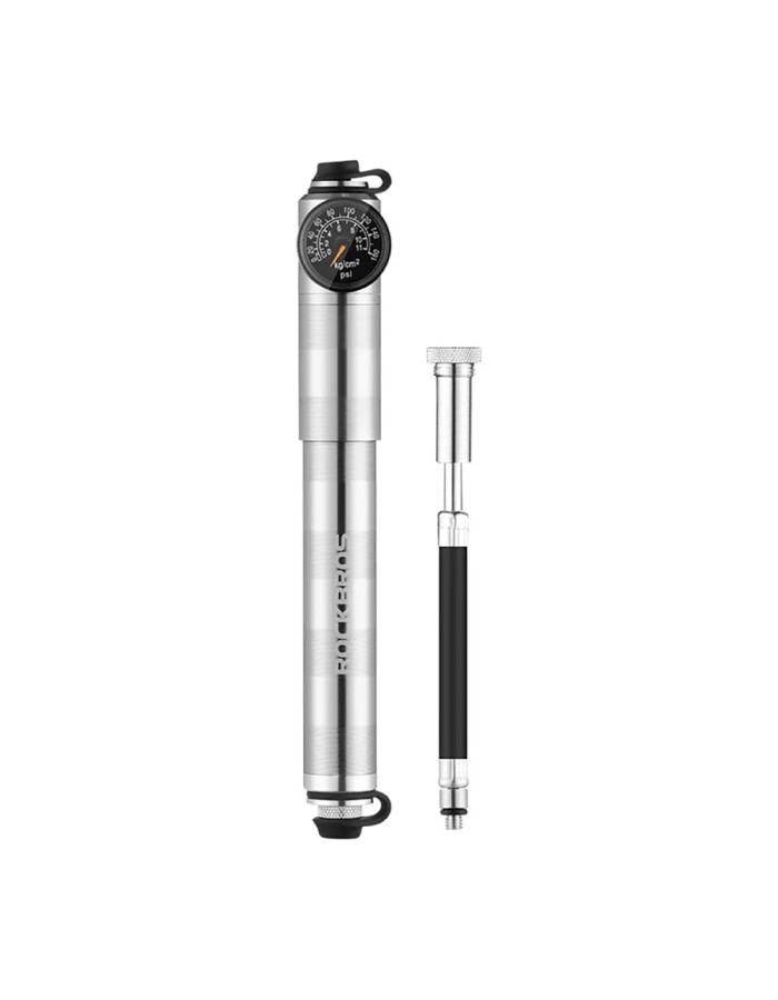 Rockbros HQ-67A-L03 Bicycle Pump with Pressure Gauge - Silver Rockbros HQ-67A-L03 Bicycle Pump with Pressure Gauge - Silver