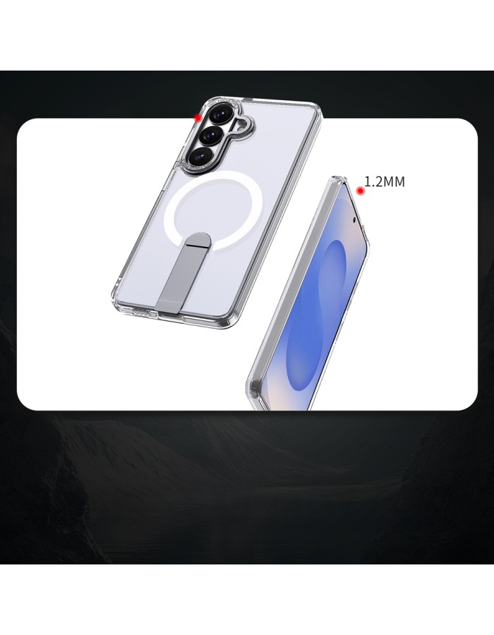 Hybrid Armor X Case for Samsung Galaxy S26 Plus with Stand, Compatible with MagSafe - Transparent