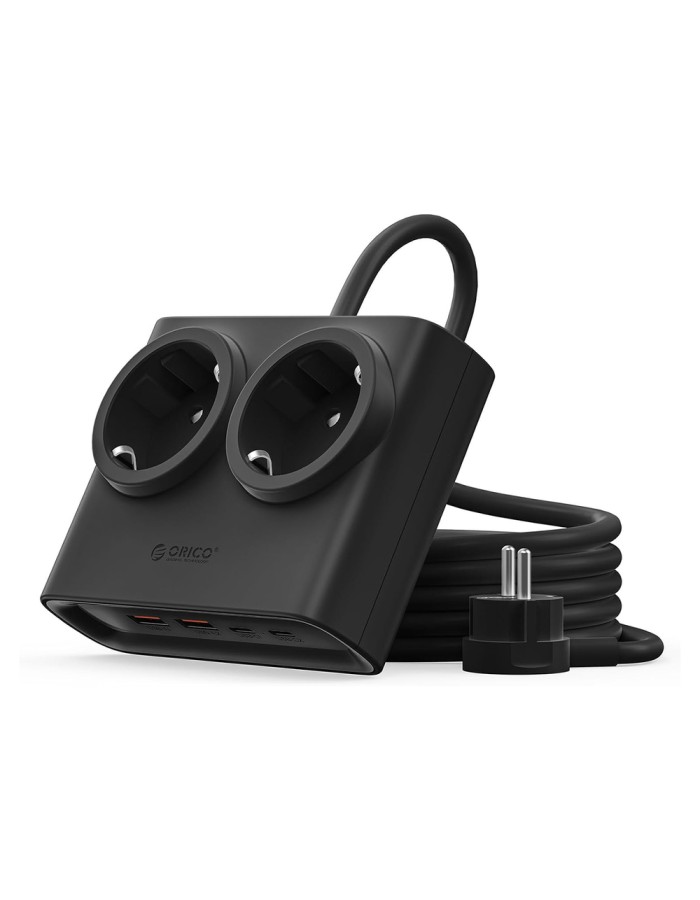 Orico PDC25 25W 6in1 Power Strip 2x AC + 2x USB-A + 2x USB-C - Black Orico PDC25 25W 6in1 Power Strip 2x AC + 2x USB-A + 2x USB-C - Black