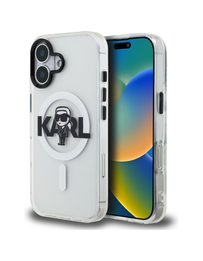Karl Lagerfeld IML Karl Sketch Logo MagSafe Case for iPhone 16 - Clear