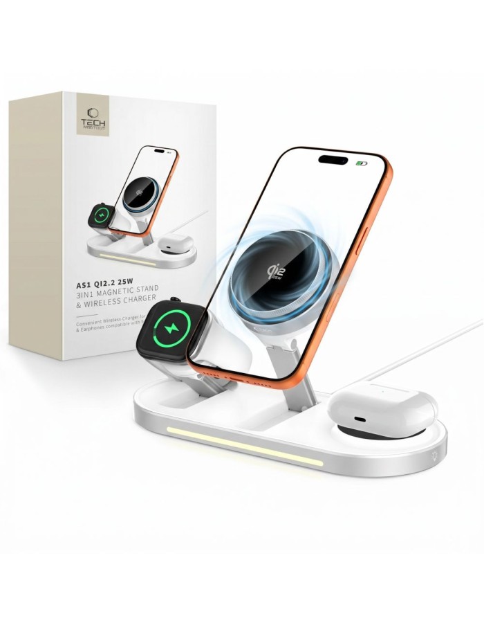 Tech-Protect A51 MagSafe 3-in-1 25W QI2.2 Wireless Charger - White