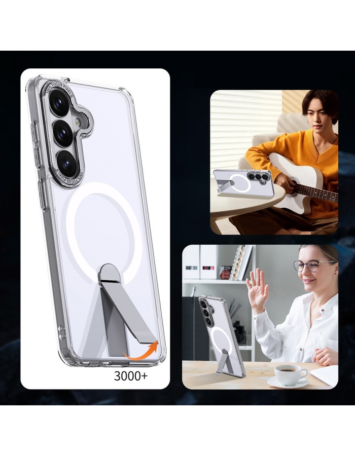 Hybrid Armor X Case for Samsung Galaxy S26 Plus with Stand, Compatible with MagSafe - Transparent