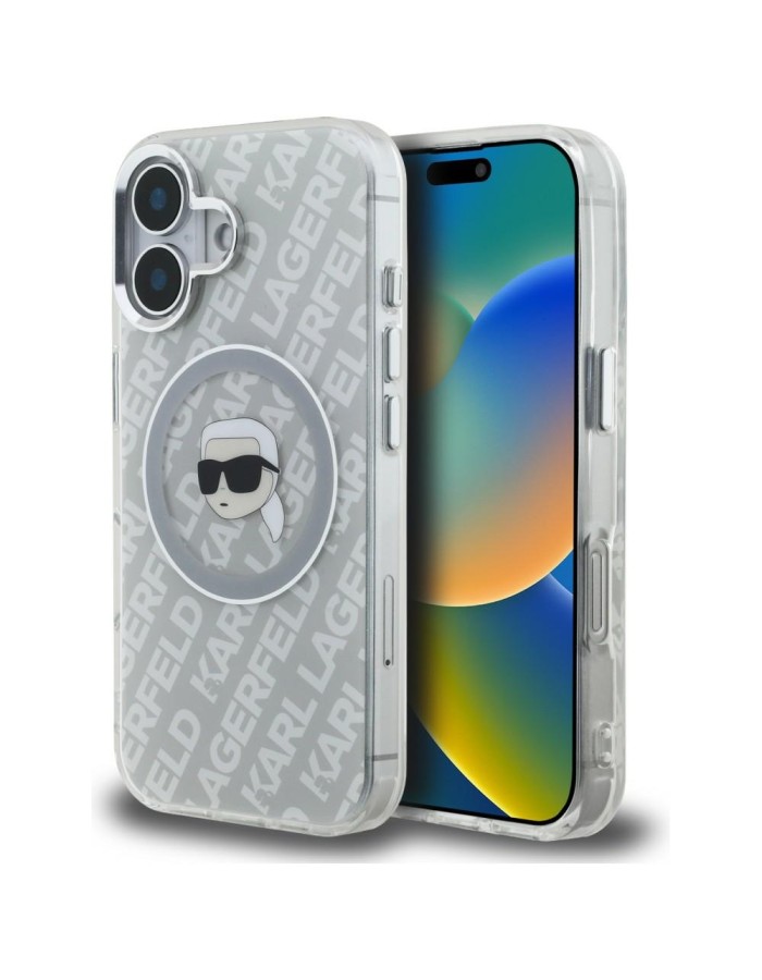 Karl Lagerfeld IML Karl Head Logo MagSafe Case for iPhone 16 - Gray