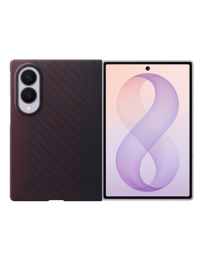 Samsung Carbon Magnet Case for Samsung Galaxy Z Fold 8 compatible with MagSafe + 2 anti-reflective films - red