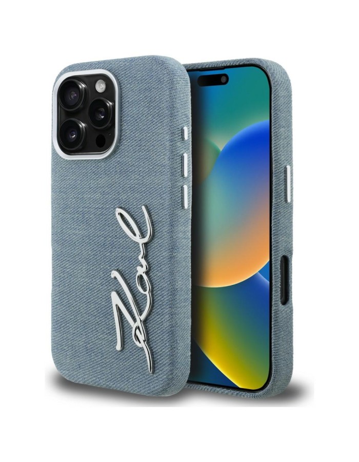 Karl Lagerfeld FW Jeans Signature Logo iPhone 16 Pro Case - Blue Karl Lagerfeld FW Jeans Signature Logo iPhone 16 Pro Case - Blue