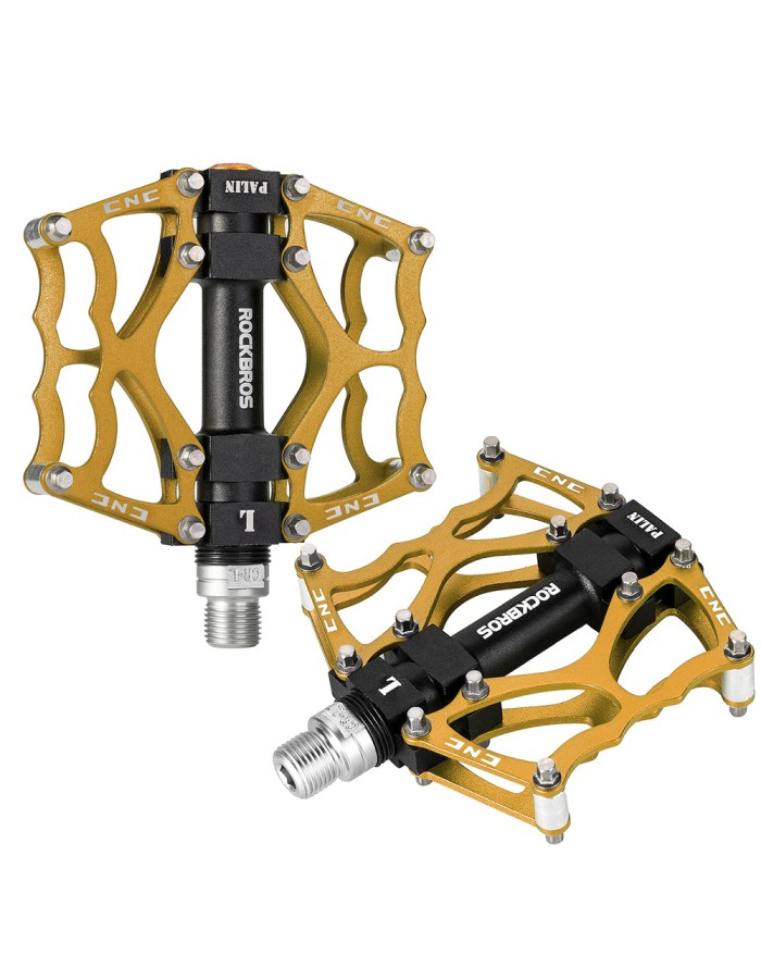 Rockbros JT201012LG 2010-12L Aluminum Platform Bicycle Pedals - Gold Rockbros JT201012LG 2010-12L Aluminum Platform Bicycle Pedals - Gold