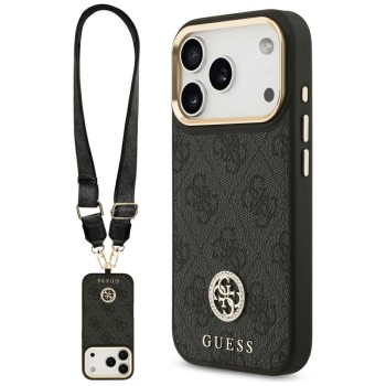 Guess 4G Strass Logo &amp;amp; Big Strap Metal Buttons MagSafe Case for iPhone 17 Pro - Black