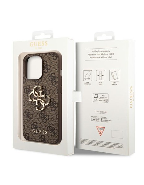Guess GUHCP14X4GMGBR iPhone 14 Pro Max 6,7" brązowy/brown hardcase 4G Big Metal Logo