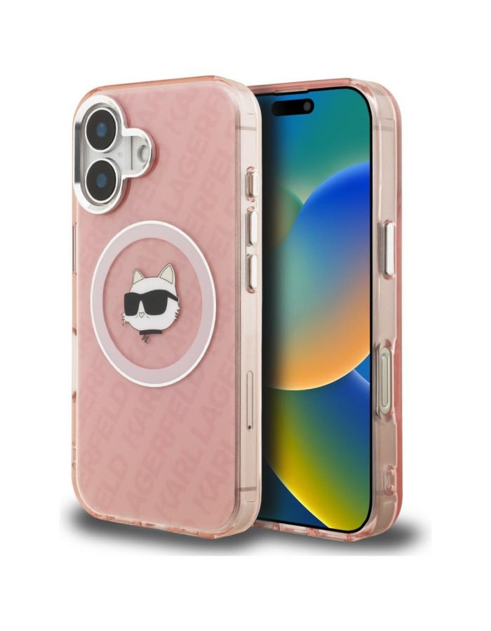 Karl Lagerfeld IML Choupette Head Logo MagSafe iPhone 16 Case - Pink