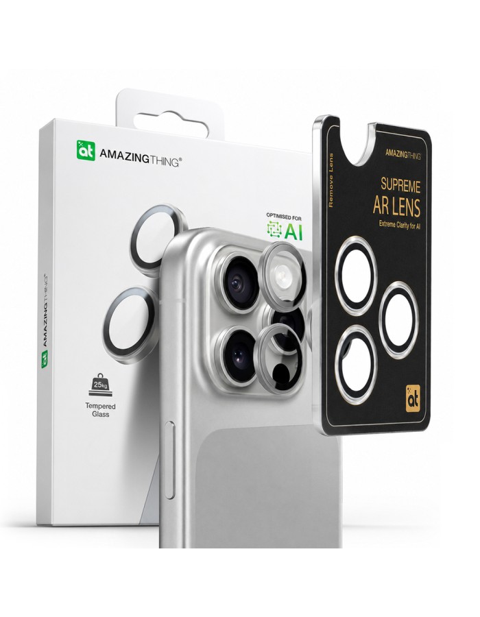 AmazingThing AR Aluminum 3 Lens Glass with Camera Lens Frame for iPhone 16 Pro / 16 Pro Max - Silver AmazingThing AR Aluminum 3 Lens Glass with Camera Lens Frame for iPhone 16 Pro / 16 Pro Max - Silver