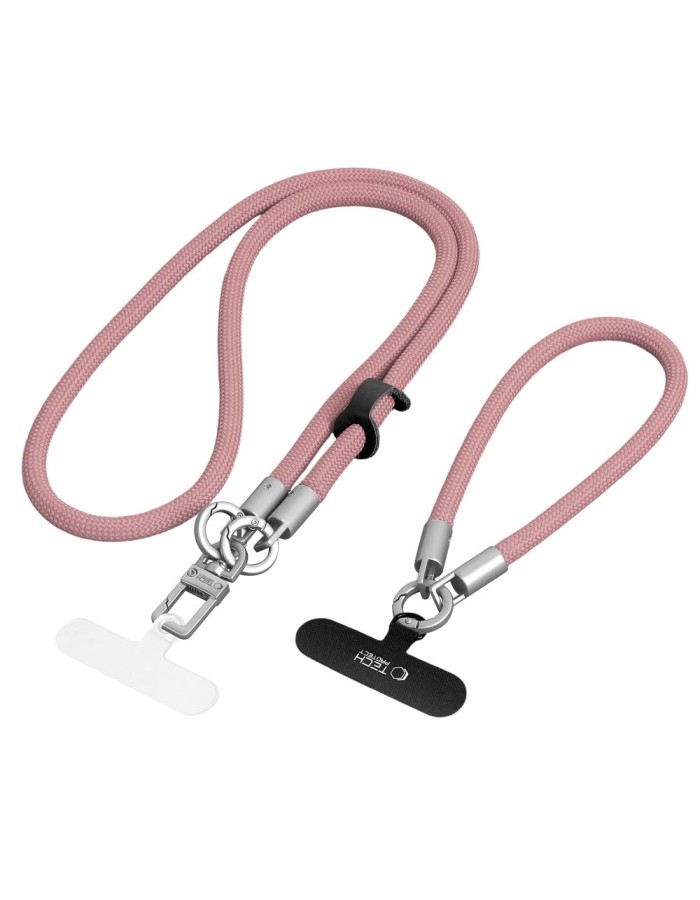 Tech-Protect C10S Crossbody Phone Lanyard (114 cm) + Wrist Strap (31 cm) - Pink Titanium Tech-Protect C10S Crossbody Phone Lanyard (114 cm) + Wrist Strap (31 cm) - Pink Titanium